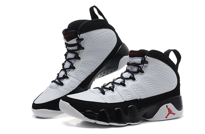 nike air jordan 9 (IX) retro shoes women-white/black/true red - Click Image to Close